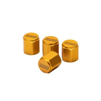 Preview: BBS Unlimited Ventilkappe - Aluminium - gold - Logo gelasert - 4 Stück